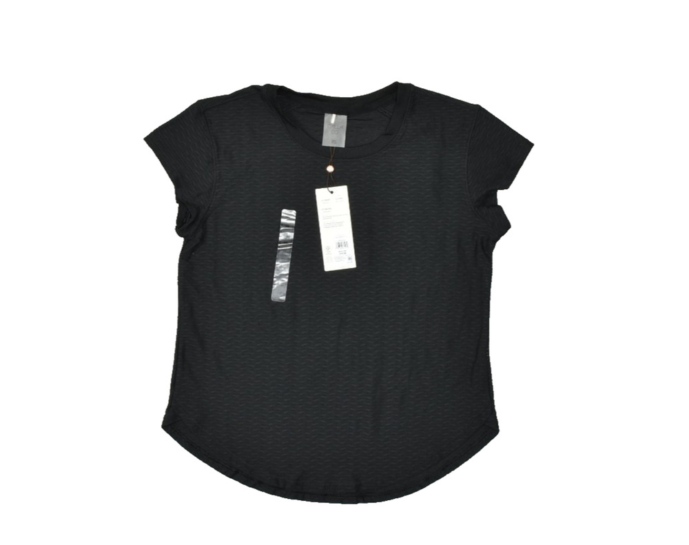 Calia Women's Renew Crew Neck Short Sleeve Top Black Athletic Size XS Nylon NEW